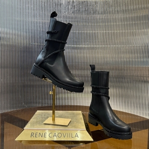 rene caovilla cleo combat black biker boots shoes